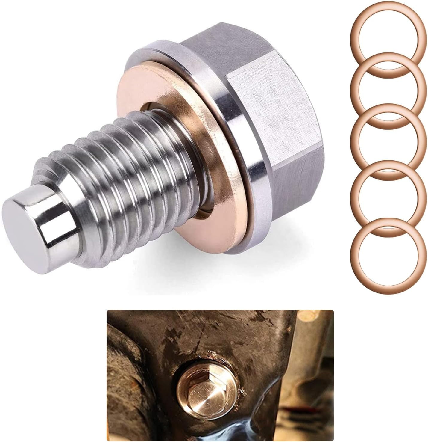 Oil Drain Plug, M14×1.5 Stainless Steel Oil Drain Plug with