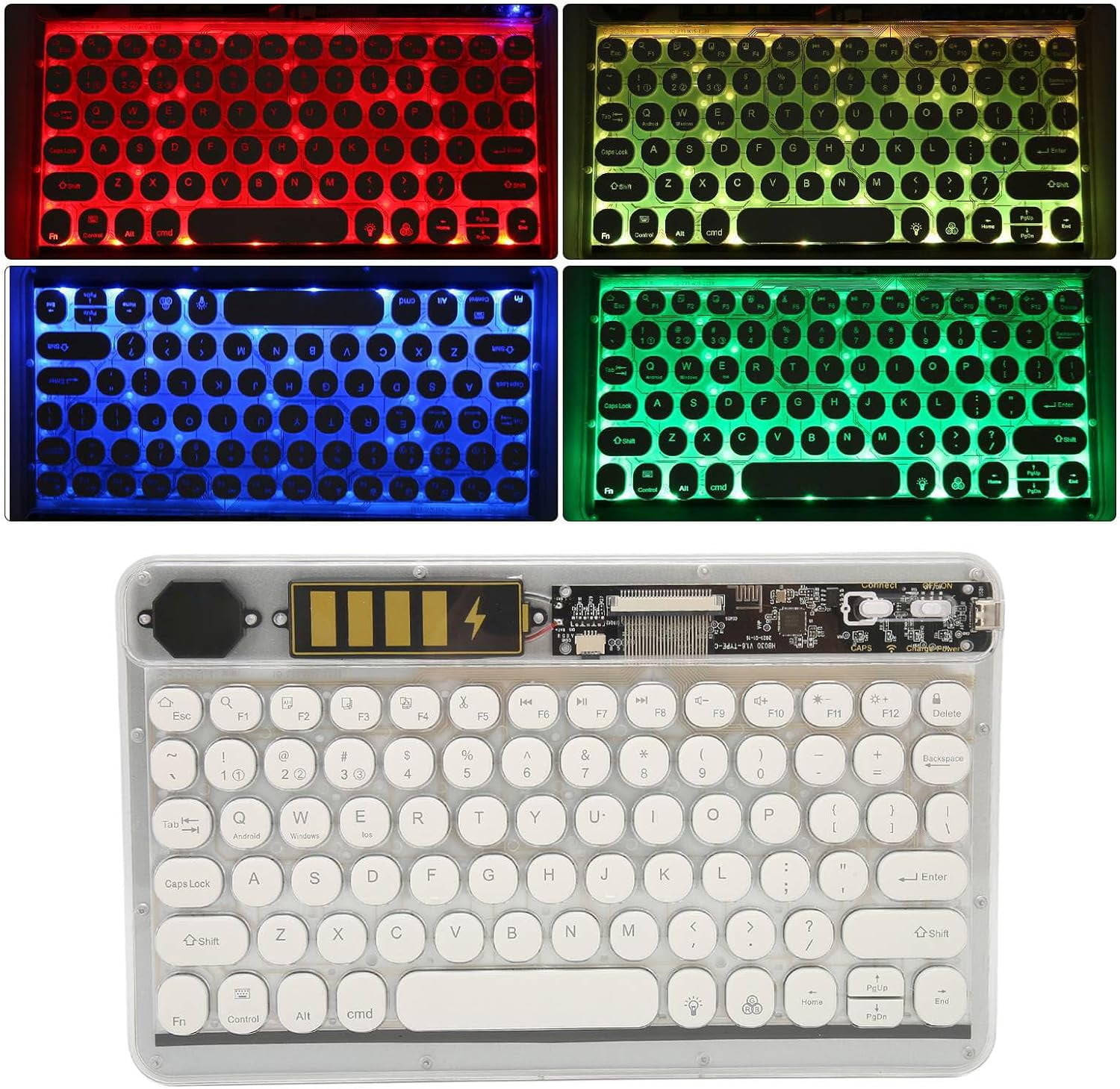 Fc multi device wireless bluetooth keyboard colorful backlight cool