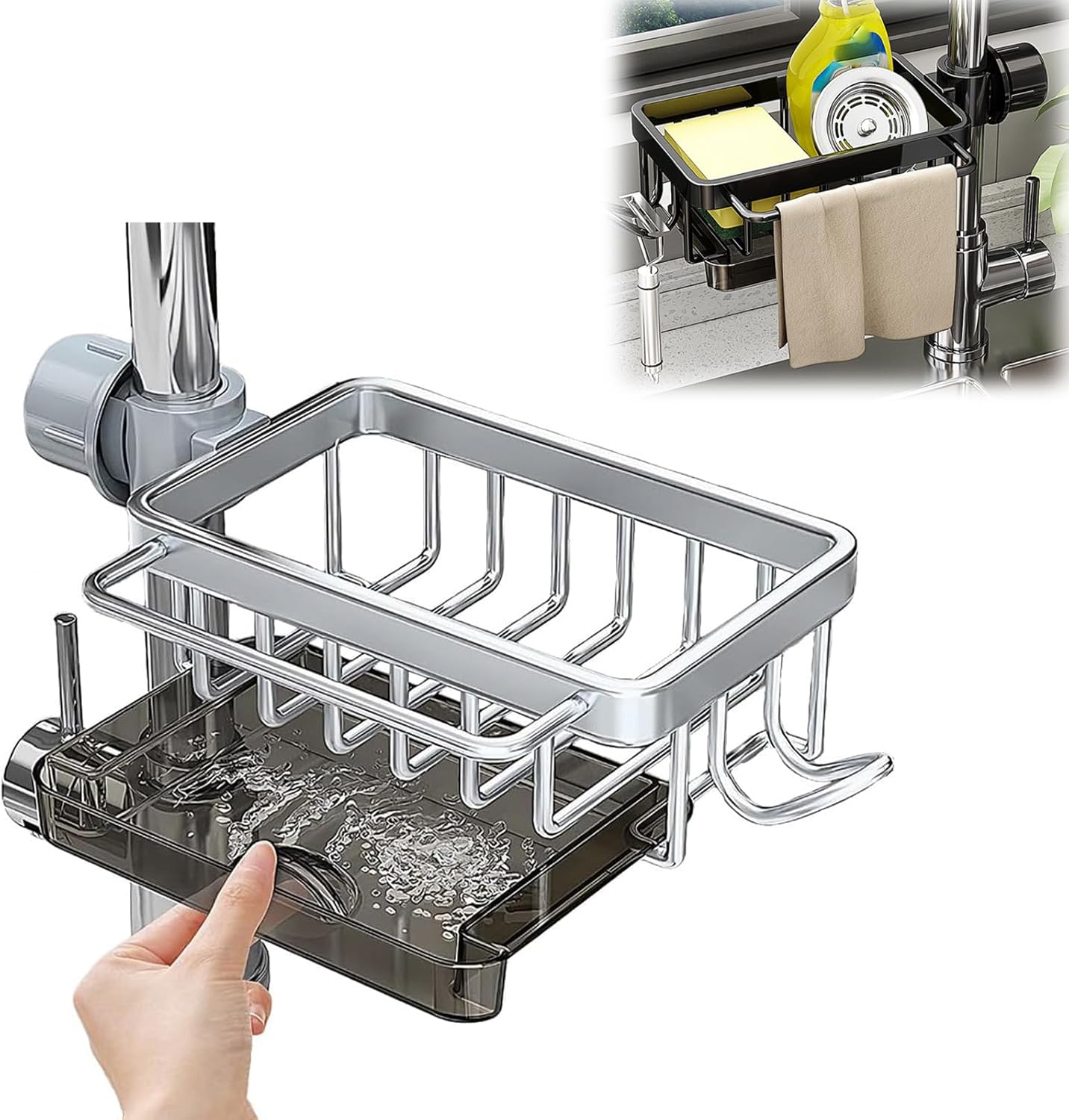 FCSponge Holder for Kitchen Sink, Faucet Organizer for Kitchen and