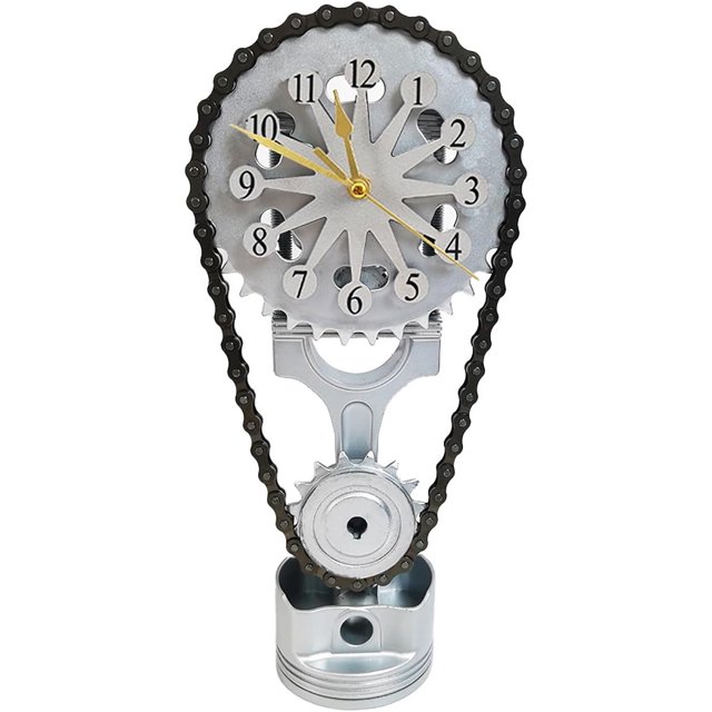 FCVintage Clock with Rotating Gear Timing Chain Clock Desktop Rotating