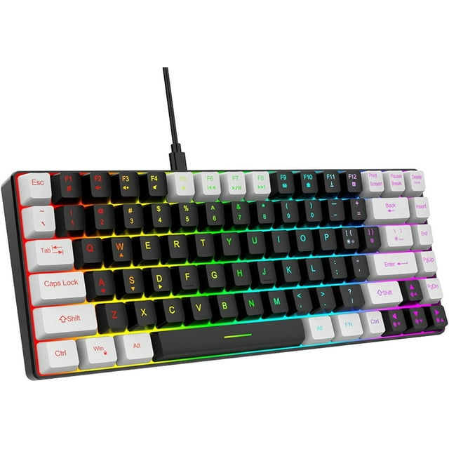 FCWired Gaming Keyboard, 84 Keys RGB Backlit Computer Keyboard, Type C