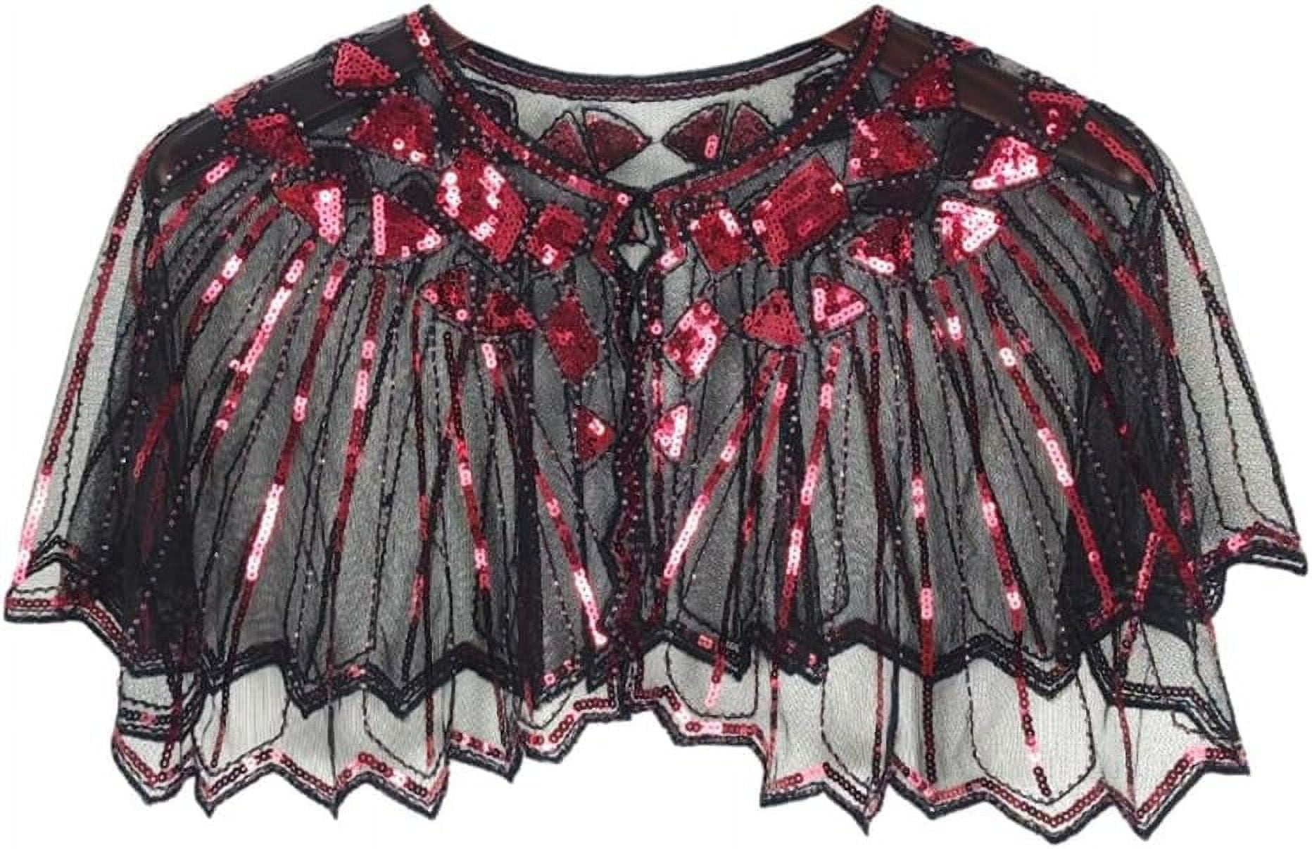 Allegra K 1920s Flapper Bolero - Pailletten Schal Mit Perlen Für Hochzeit & Party