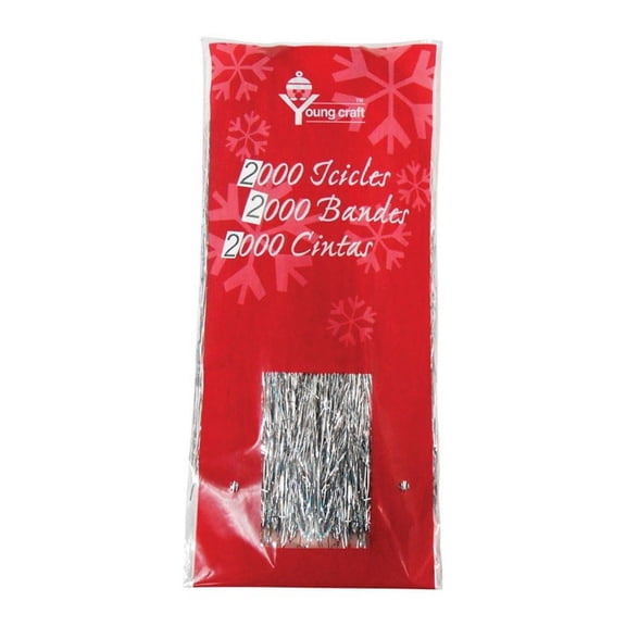 FC Young 9714684 Silver Icicles Christmas Plastic Decoration Tree, 2000 Count - Pack of 72