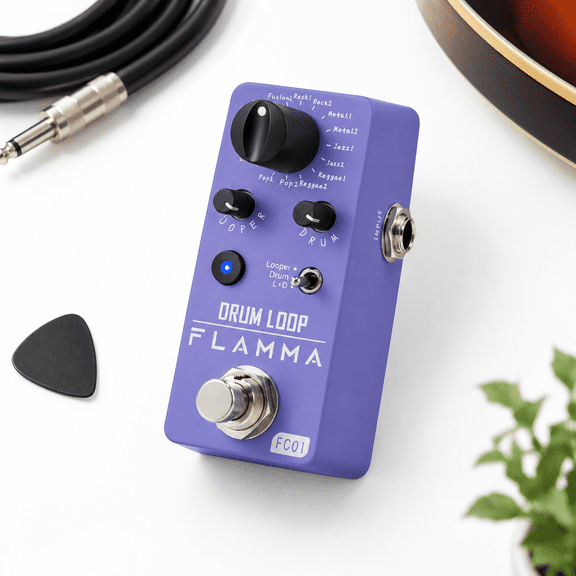 FC01 DrumLoop 2-in-1 Guitar Effects Pedal with 20-Minute Loop Time, Tap Tempo, and 8 Drum Groove Styles