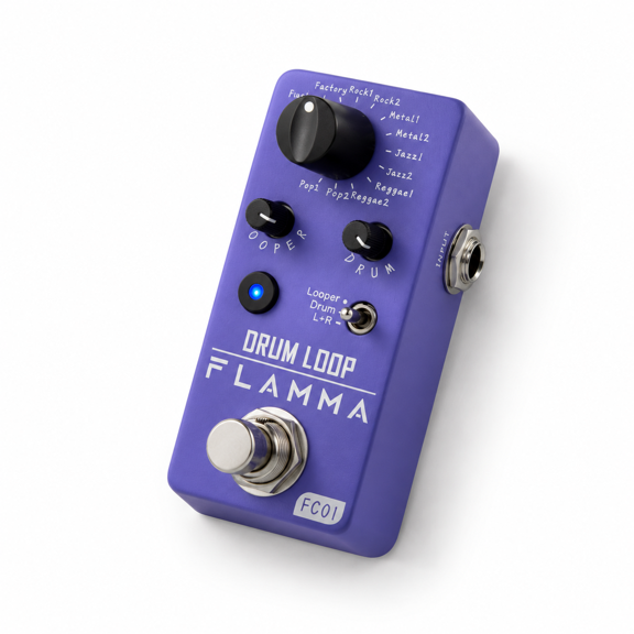 FC01 DrumLoop 2-in-1 Guitar Pedal Drum Machine Looper with 20 Minute Loop Time