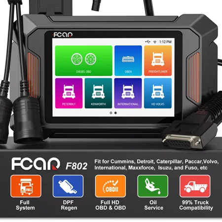 FCAR F802 PRO Diesel Truck Diagnostic Scanner 24V HD OBD Scan All System DPF Regeneration Oil Service Reset Truck Engine Scanner OBD2 Scanner Car & Truck Code Reader Diesel Heavy Duty Truck Scan Tool