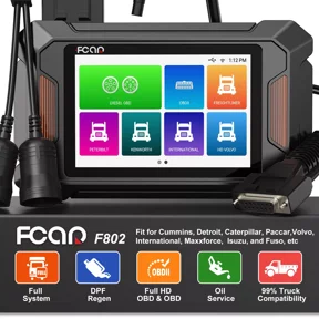 FCAR F802 PRO Diesel Truck Diagnostic Scanner 24V HD OBD Scan All System DPF Regeneration Oil Service Reset Truck Engine Scanner OBD2 Scanner Car & Truck Code Reader Diesel Heavy Duty Truck Scan Tool