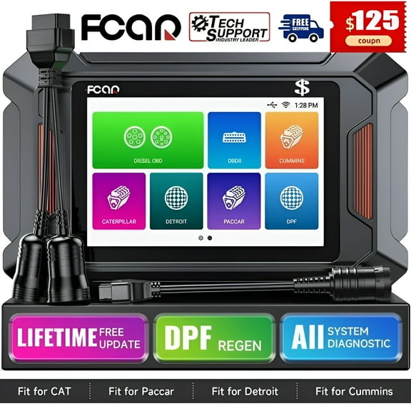 FCAR F803 Diesel Truck Diagnostic Scan Tool DPF Regeneration Service Tool for Cummins Caterpillar Detroit Paccar Engine Truck Scanner All System Scan Tablet EOBD OBD2 Car Truck 2 in 1 Code Reader