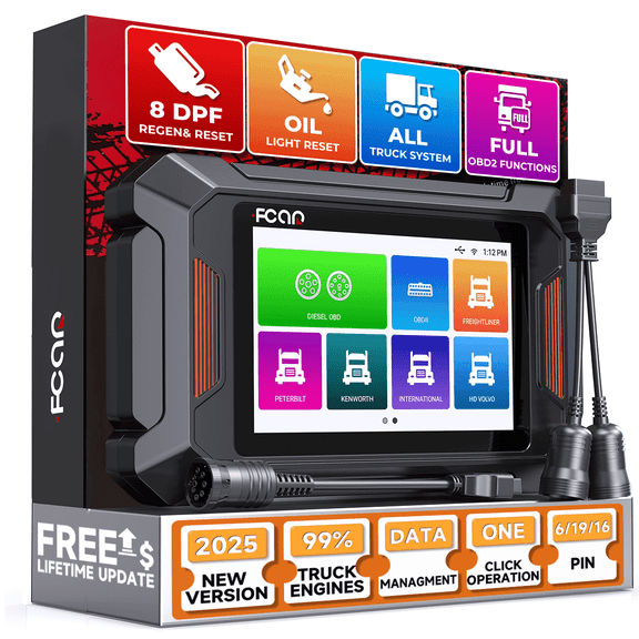 FCAR F802P Heavy Duty Truck Scanner, Diesel Truck Diagnostic Scanner with DPF Regen, Oil Reset, 24V Truck HD OBD Scan Tool, All System Truck Engine Diagnostic Tool OBD2 Scanner Car Truck Code Reader
