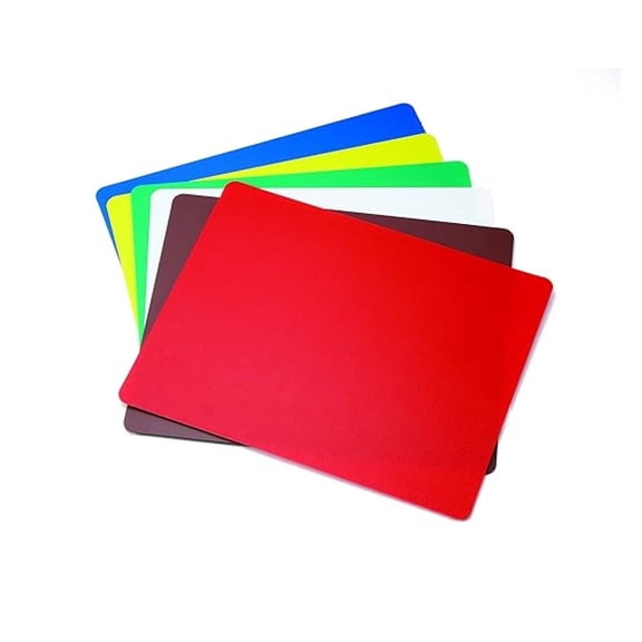 FCB1520A, Flexible Cutting Board Mats, 15" x 20", Assorted Color Mats, Pack of 6, Lightweight and Flexible Design, Dishwasher Safe, Ideal for Catering and Restaurants, Polypropylene