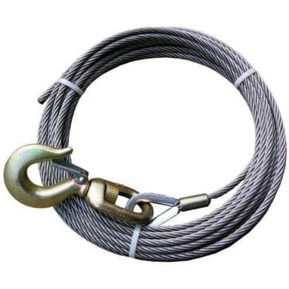 FCC-37150-SWH 3/8" x 150' Fiber Core Winch Cable with Swivel Hook, 13,400 lbs. Breaking Strength & 3,780 lbs. WLL @ 3.55:1 Safety Factor