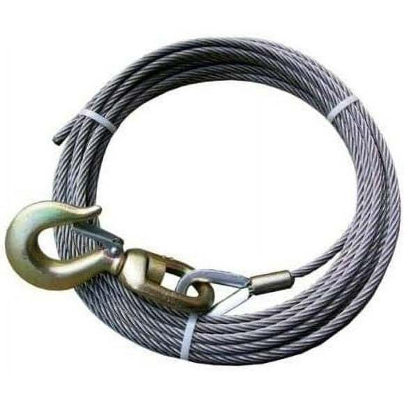 FCC-43100-SWH 7/16" x 100' Fiber Core Winch Cable with Swivel Hook, 18,100 lbs. Breaking Strength & 5,120 lbs. WLL @ 3.55: 1 Safety Factor
