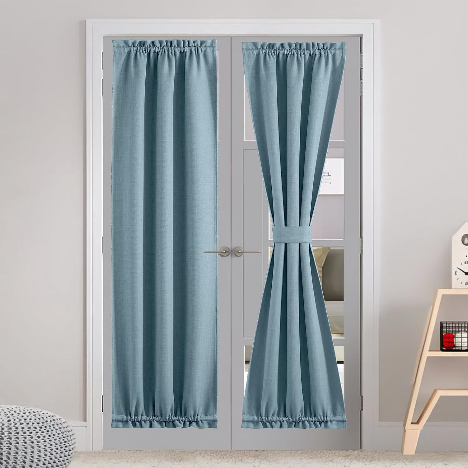 FCCAUDFrench Door Curtains Privacy Blinds Curtains Thermal Insulate