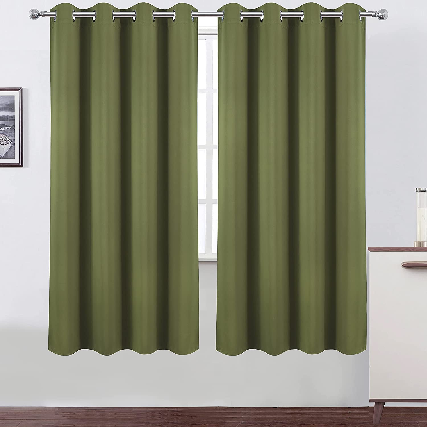 FCCAUDOlive Green Thermal Blackout Curtains/52 x 72 Inch/Set of 2