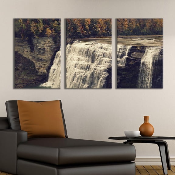 FCCUYE - 3 Panel Canvas Wall Art - Majestic Natural Landscape Triptych Canvas Series - ICY Hot Springs - Giclee Print Gallery Wrap Modern Home Art Ready to Hang - 16"x24" x 3 Panels