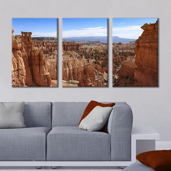 FCCUYE - 3 Panel Canvas Wall Art - Majestic Natural Landscape Triptych Canvas Series - Quiet Road in Utah - Giclee Print Gallery Wrap Modern Home Art Ready to Hang - 16"x24" x 3 Panels