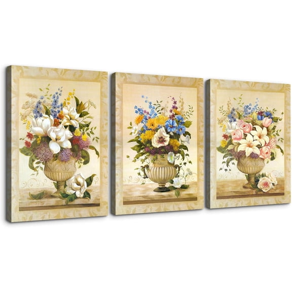 FCCUYE 3 Panels Coffee Wall Art Kitchen Home Decor Canvas Print Coffee Cup Pictures Modern Artwork Framed Vintage Still Life Painting Wall Decor for Coffee Shop Dining Room - 12"x16"x3 Panels