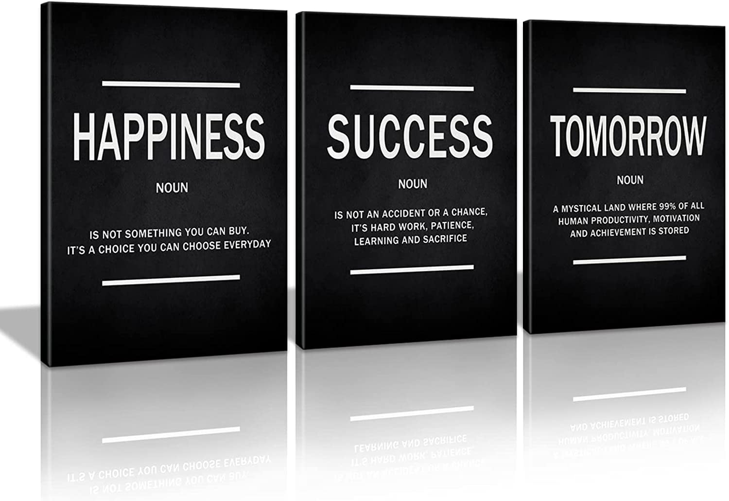 FCCUYE 3 Panels Modern Framed Inspirational Quote Canvas Wall Art ...