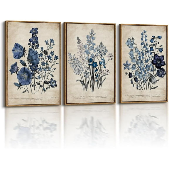 FCCUYE 3 Pcs d Canvas Art for Living Room, 16x24inch, Vintage Wall Decor, French Country Meadow Landscape Paintings with , Bedroom Farmhouse Decor Above Bed, Set of 3