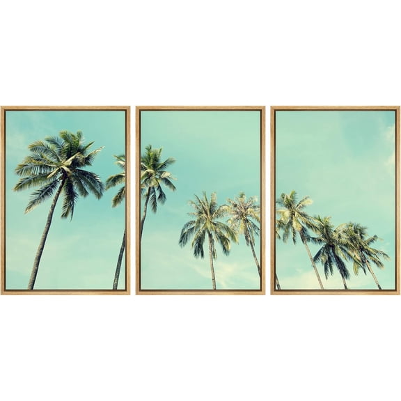 FCCUYE - 3 Piece Canvas Wall Art - Cannabis Texture Marijuana Leaf Pile Background with Flat Vintage Style - Modern Home Art Stretched and Framed Ready to Hang - 16"x24"x3 Panels