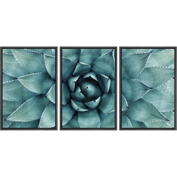 FCCUYE - 3 Piece Canvas Wall Art - Cannabis Texture Marijuana Leaf Pile Background with Flat Vintage Style - Modern Home Art Stretched and Framed Ready to Hang - 16"x24"x3 Panels