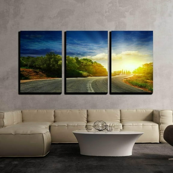 FCCUYE - 3 Piece Canvas Wall Art - Digital Painting of City Street at Night with Colorful Lights. - Modern Home Art Stretched and Framed Ready to Hang - 16"x24"x3 Panels