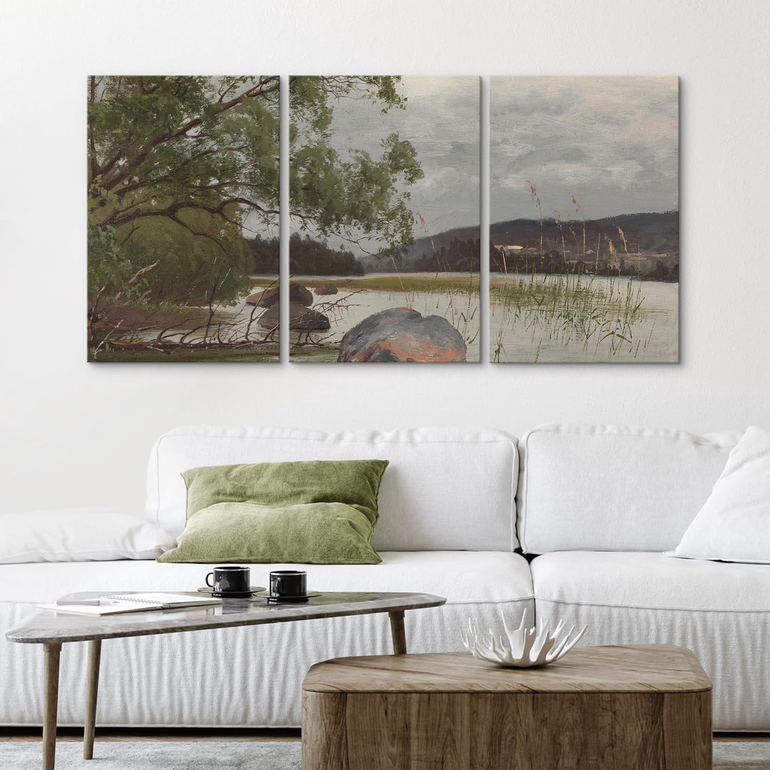 FCCUYE - 3 Piece Canvas Wall Art - Landscape with Purple Milky Way ...