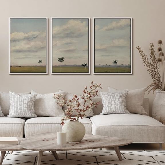 FCCUYE - 3 Piece Canvas Wall Art - Landscape with Purple Milky Way. Night Sky with Stars and Hills at Summer. - Modern Home Art Stretched and Framed Ready to Hang - 16"x24"x3 Panels