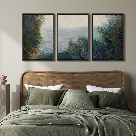 FCCUYE - 3 Piece Canvas Wall Art - Landscape with Purple Milky Way. Night Sky with Stars and Hills at Summer. - Modern Home Art Stretched and Framed Ready to Hang - 16"x24"x3 Panels