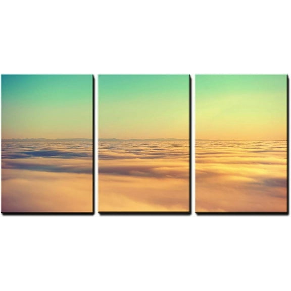 FCCUYE - 3 Piece Canvas Wall Art - Vintage Black Steam Powered Railway Train - Modern Home Art Stretched and Framed Ready to Hang - 16"x24"x3 Panels