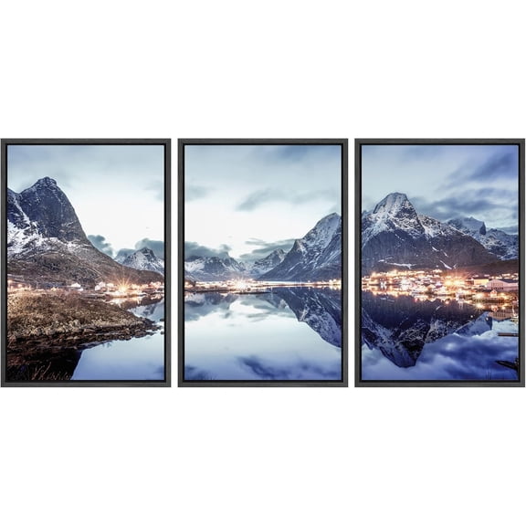 FCCUYE - 3 Piece Canvas Wall Art - Waterfall in Plitvice National Park, Croatia - Modern Home Art Stretched and Framed Ready to Hang - 24"x36"x3 Panels