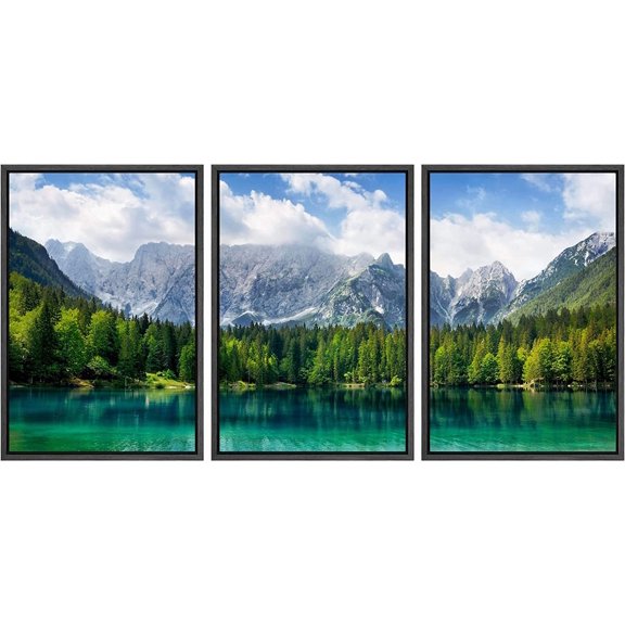 FCCUYE - 3 Piece Canvas Wall Art - Winter Landscape in Snow Forest. Alley in Snowy Forest - Modern Home Art Stretched and d Ready to Hang - 24"x36"x3 Panels