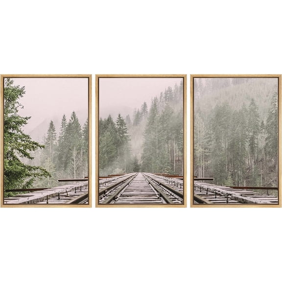 FCCUYE - 3 Piece Canvas Wall Art - Winter Landscape in Snow Forest. Alley in Snowy Forest - Modern Home Art Stretched and d Ready to Hang - 24"x36"x3 Panels