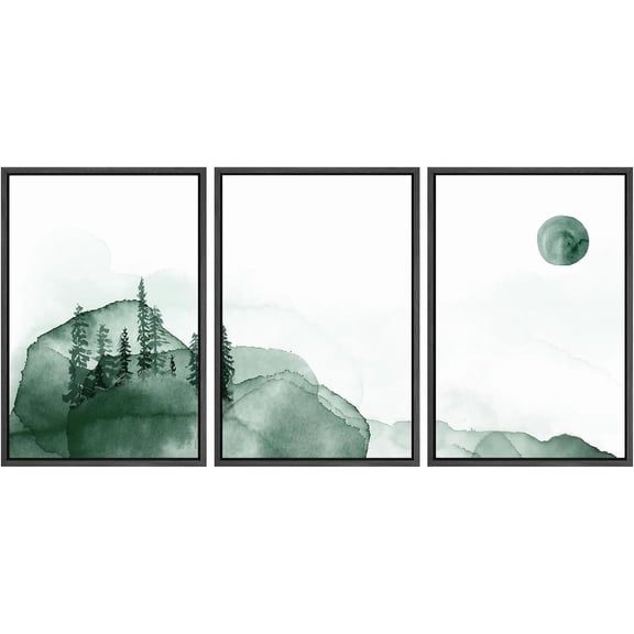 FCCUYE 3 Piece Framed Canvas Wall Art A Series of White Clouds in The Blue Sky Nature Wilderness Illustrations Abstract Traditional Home Artwork Decoration for Living Room,Bedroom - 24"x36"x3 NATURAL