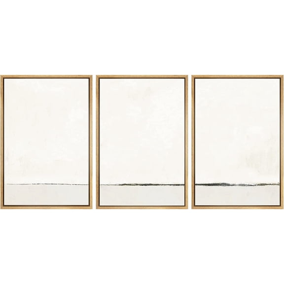 FCCUYE 3 Piece Framed Canvas Wall Art A Series of White Clouds in The Blue Sky Nature Wilderness Illustrations Abstract Traditional Home Artwork Decoration for Living Room,Bedroom - 24"x36"x3 NATURAL