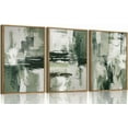 thumbnail image 1 of FCCUYE 3 Piece Large Modern Abstract Canvas Framed Wall Art For Living Room, Green Black White Minimalist Wall Art Decor Posters Prints For Bedroom Office 12x16in, 1 of 6