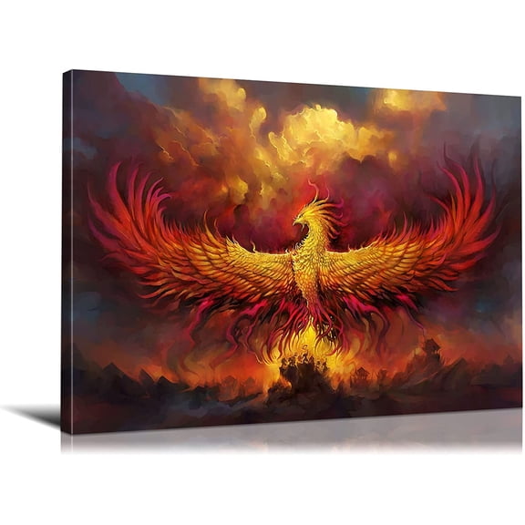 FCCUYE 3-Piece Phoenix Bird Wall Decor - Animal Canvas Art - d, Ready to Hang for Bedroom & Living Room (12''W x 16''H x 3pcs)
