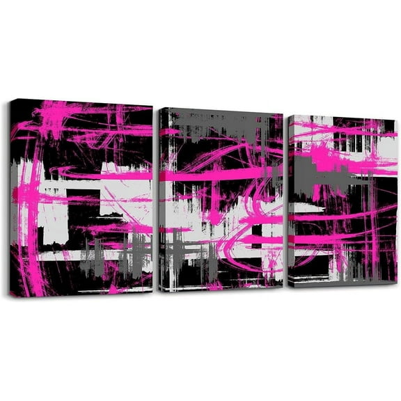 FCCUYE 3 Piece Purple Grey Canvas Wall Art for Living Room Abstract Modern Picture Wall Decor for Dining Room Bedroom Bathroom Wall Art Kitchen Print Painting for Home Decor