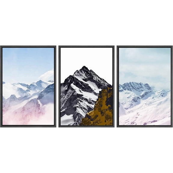 FCCUYE 3 Piece d Canvas Wall Art Snow Mountain Landscape Canvas Prints Home Artwork Decoration for Living Room,Bedroom - 16"x24"x3 Natural