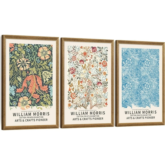 FCCUYE 3 Piece d Vintage Botanical Floral Canvas Wall Art Set, Matisse Van Gogh William Morris Paintings, Large Pictures Prints Wall Decor for Living Room Bedroom Bathroom Office, 16x24in