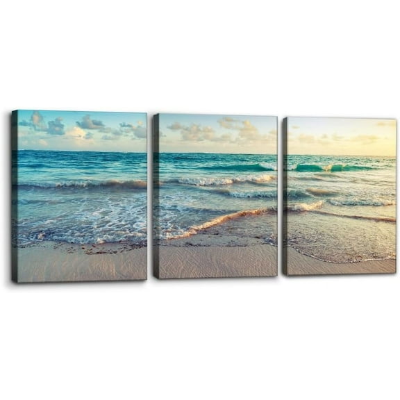 FCCUYE 3 Pieces Canvas Print Wall Art Set Lake Sunset Landscape Modern Walls Decoration for Living Room Bedroom Office Reeds Birds Flying Shore Dusk Pictures Painting d Artwork - 12"x16"x3 Panels