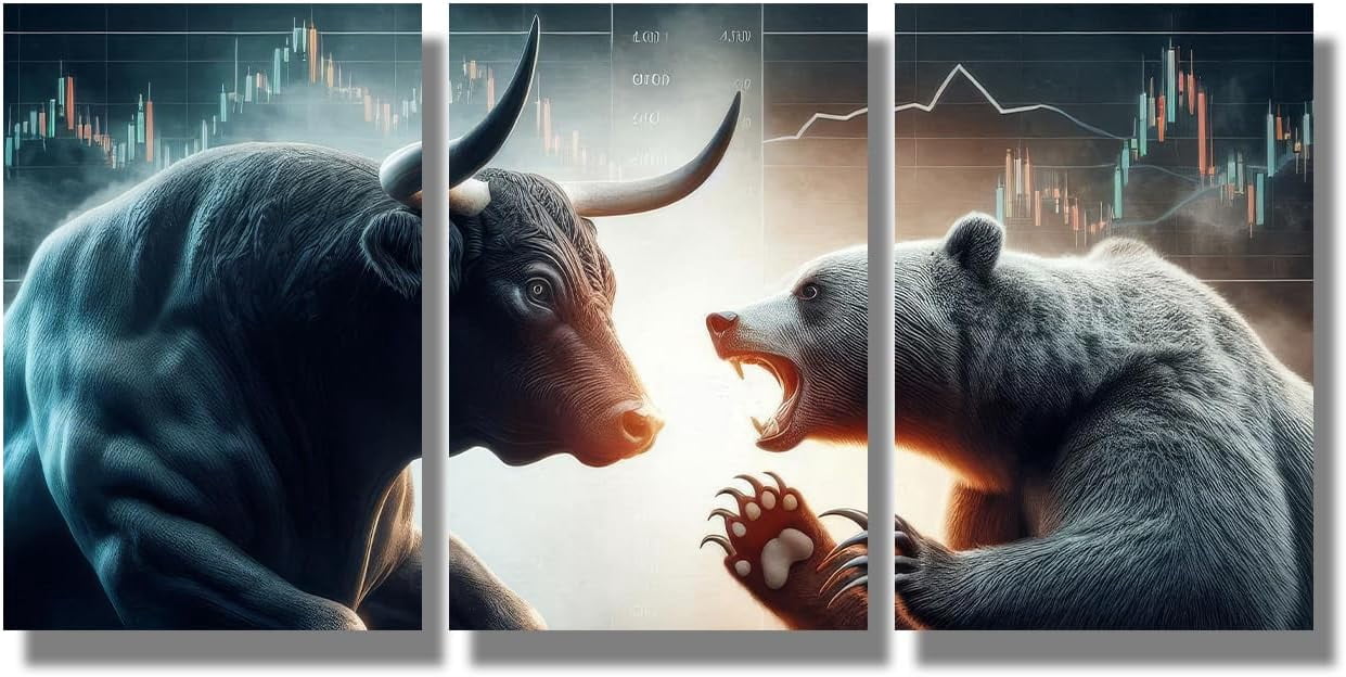 Usoway Bull Vs Bear Stock Market Trading Framed Poster For Wall Art Decor Bathroom Canvas Art Pictures Prints UnFramed,12x12inch(30x30cm - View #6