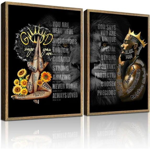 FCCUYE 3Pcs Black Girls Wall Art African American Fashion Canvas Print Luxury Shiny Picture Gold Jewelry Decorative Prints Posters Bedroom Living Room Salon Artwork 12X16Inch