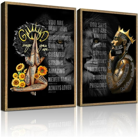 FCCUYE 3Pcs Black Girls Wall Art African American Fashion Canvas Print Luxury Shiny Picture Gold Jewelry Decorative Prints Posters Bedroom Living Room Salon Artwork 12X16Inch