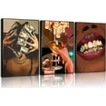 thumbnail image 1 of FCCUYE 3Pcs d Trendy Luxury Girl Wall Art American African Woman Canvas Poster Prints Fashion Abstract Painting Pictures for Bedroom Living Room Bar Cart Dining Room Wall Decor 12x16in, 1 of 7