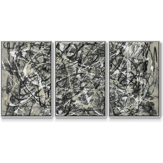 FCCUYE Abstract Wall Art When It Rains It Pours Painting Brown Modern Minimalist Artwork Canvas Prints Wall Decorations for Bedroom and Kitchen-Gold Floater Frame-26”x40”x 3 Panels, LS021