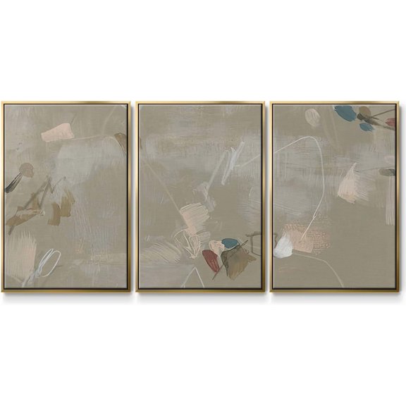FCCUYE Abstract Wall Art Our Way to Fall Black and Brown Painting Modern Minimalist Artwork Canvas Prints Wall Decor for Bathroom and Kitchen-Gold Floater Frame-24”x36”x 3 Panels, LS022