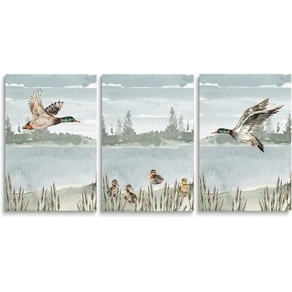 FCCUYE Barnyard Rustic Farm Nursery Decor Set of 3 Farmhouse Prints Watercolor Barn Green Tractor Windmill Farmhouse Nursery Room Wall Decor for Baby Boy Framed Canvas Wall Art 12"x16"