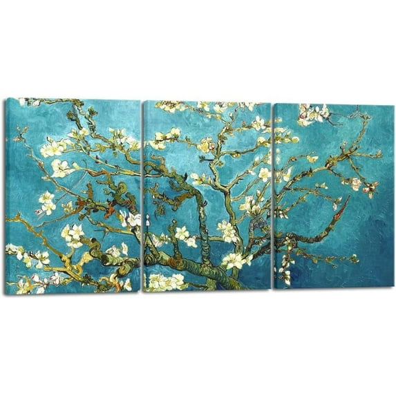 FCCUYE Black d 3 Panels Canvas Prints of Vincent Van Gogh Paintings Reproduction Starry Night Over the Rhone Cafe Terrace at Night Canvas Wall Art for Home Office Decor