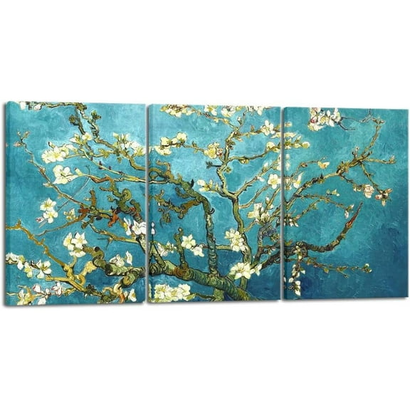 FCCUYE Black d 3 Panels Canvas Prints of Vincent Van Gogh Paintings Reproduction Starry Night Over the Rhone Cafe Terrace at Night Canvas Wall Art for Home Office Decor